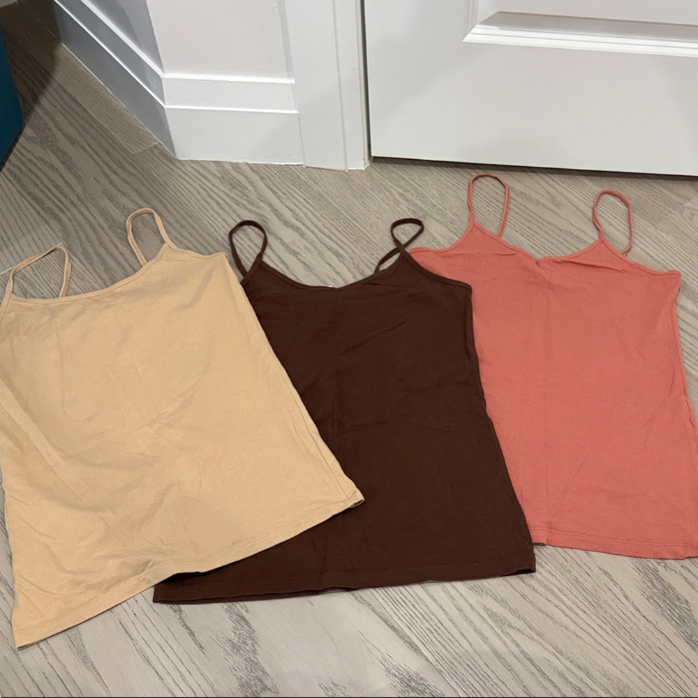 Forever 21 Spaghetti Strap Camisoles - Beige, Brown, Coral